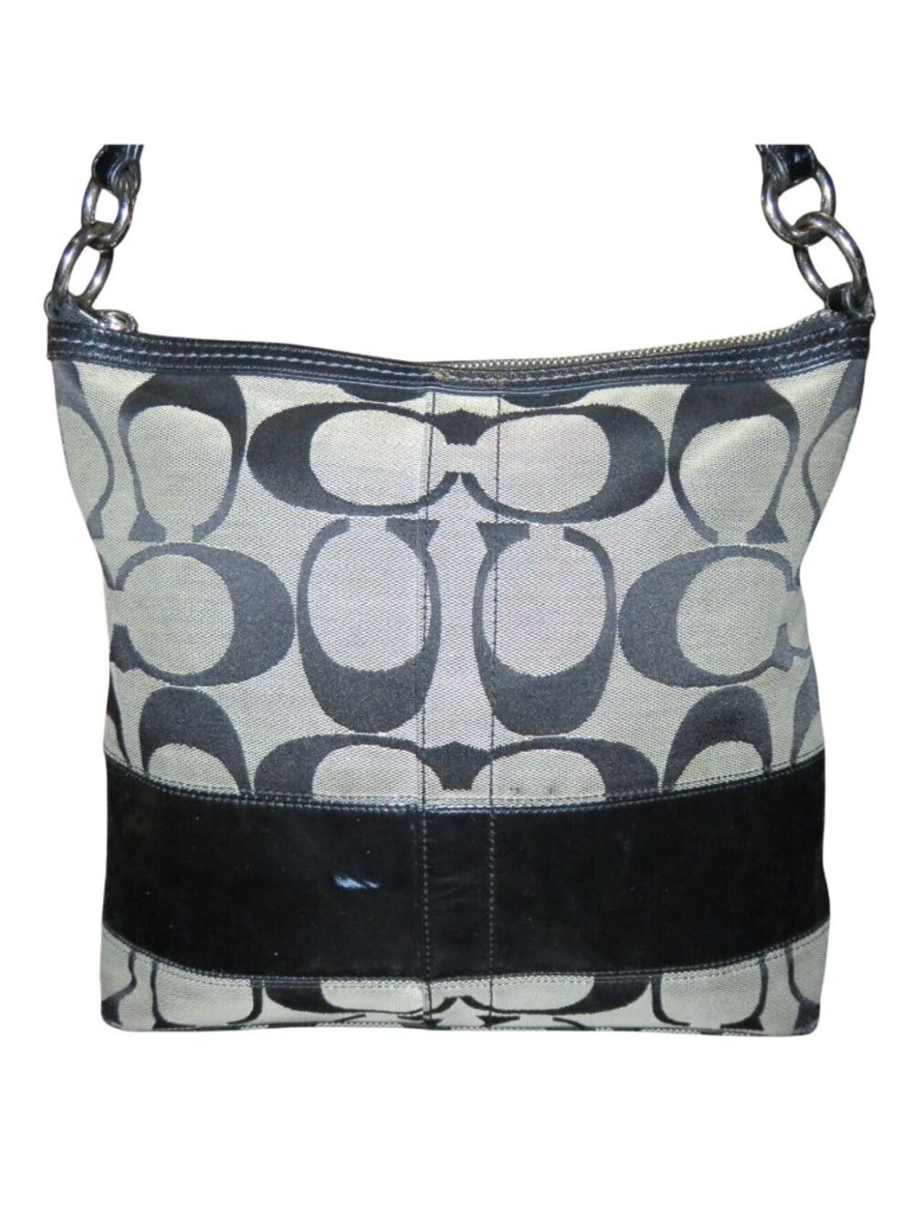 Coach 2008 Cursive Creed Limited Edition Signature Stripe Canvas & Leather Tote - Picture 2 of 9